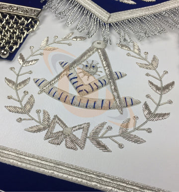Masonic Blue Lodge Past Master Silver Handmade Embroidery Apron - kitchcutlery
 - 2